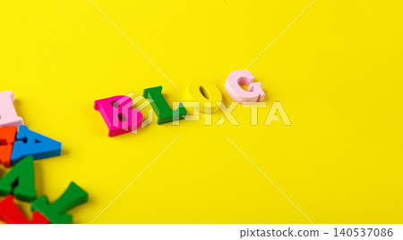 colored letters of the alphabet with the inscription Blog on a yellow background colored letters of the alphabet with the inscription Blog on a yellow background 140537086