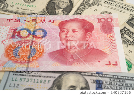 China yuan and dollar banknote money, investment economy business and banking. China yuan and dollar banknote money, investment economy business and banking. 140537196