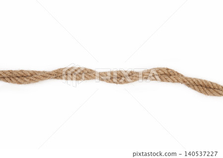 Coiled Rope Cut Out on White. Twisted Rope Close Up Isolated on White. 140537227