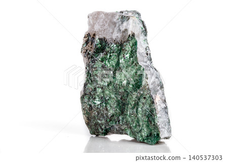 Macro mineral stone Fuchsite on a white background Macro mineral stone Fuchsite on a white background 140537303