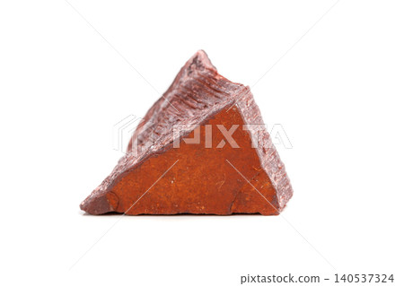 Macro mineral stone Bull eye, tiger's eye in the breed on a white background 140537324