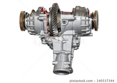 Mechanism of a mechanical component with gears and metal parts displayed in detail Mechanism of a mechanical component with gears and metal parts displayed in detail 140537344