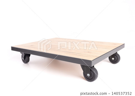 Wooden platform with wheels for storage and transport in a home or warehouse setting Wooden platform with wheels for storage and transport in a home or warehouse setting 140537352