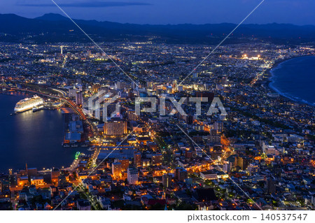 Hakodate's night view from Mount Hakodate: One of Japan's most beautiful cityscapes. Hakodate's night view from Mount Hakodate: One of Japan's most beautiful cityscapes. 140537547