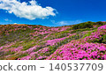 Mountains in full bloom with Miyama Kirishima azaleas - Kuju Mountain Range, Oita Prefecture 140537709