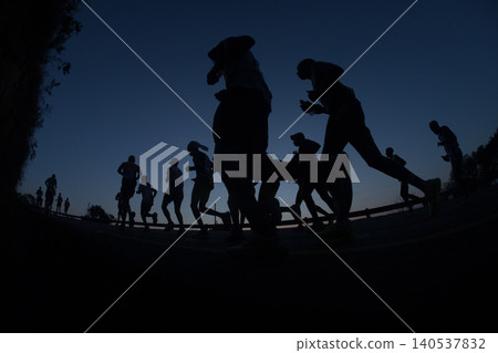 Marathon Runners Unrecognizble Athletes Speed Blurs  140537832
