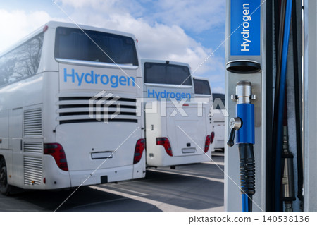 Hydrogen gas station and bus. Clean mobility concept. 140538136