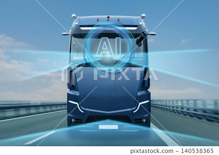 Autonomous truck with Artificial intelligence driving. Concept. Autonomous truck with Artificial intelligence driving. Concept. 140538365