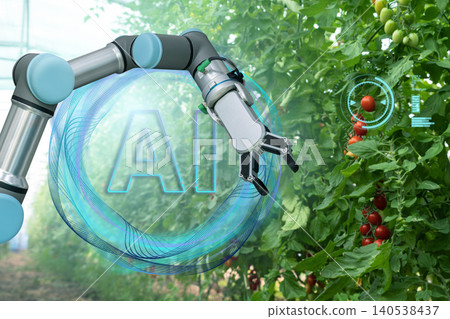 Autonomous robot with Artificial intelligence. Smart farming concept. Autonomous robot with Artificial intelligence. Smart farming concept. 140538437
