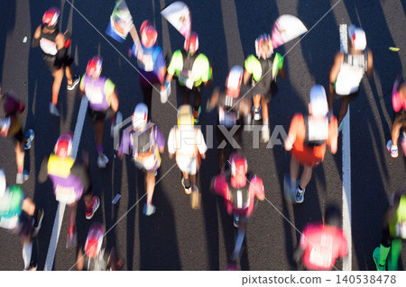 Marathon Runners Overhead Motion Speed Blurs Marathon Runners Overhead Motion Speed Blurs 140538478