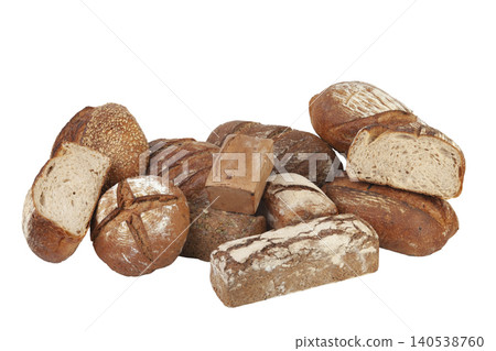 Assorted Bread Varieties Isolated on White Background. 140538760