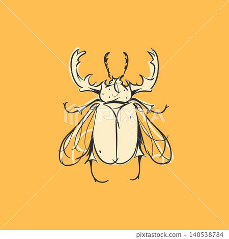 Hand drawn abstract vector graphic illustration collection set with cute, stylized insect bugs sketch.Trendy modern wild nature design concept sketch.Vector line bugs symbol. animal icons 140538784