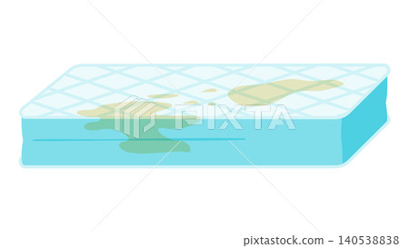 An illustration of an old, dirty bed mattress; an image of bulky waste collection and bedding disposal. An illustration of an old, dirty bed mattress; an image of bulky waste collection and bedding disposal. 140538838