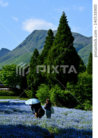 A scene of two close friends at Kuju Mountain Flower Park 140538900