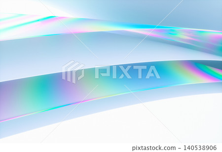 Futuristic background with white smooth layered and iridescent rainbow holographic curves, 3d rendering. Futuristic background with white smooth layered and iridescent rainbow holographic curves, 3d rendering. 140538906