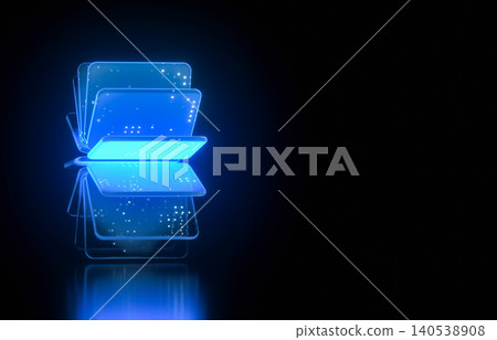 Abstract futuristic background with blue digital data glass plates. 3d rendering Abstract futuristic background with blue digital data glass plates. 3d rendering 140538908