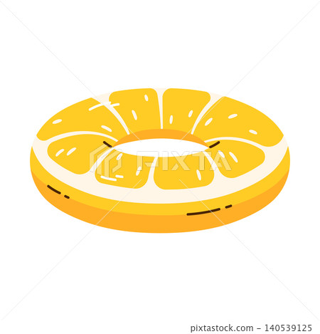 Lemon inflatable swim ring. Cute summer pool float in juicy fruit design. Inflatable beach accessory for vacation, swimming pool, tropical holiday and summer party. Vector illustration Lemon inflatable swim ring. Cute summer pool float in juicy fruit design. Inflatable beach accessory for vacation, swimming pool, tropical holiday and summer party. Vector illustration 140539125