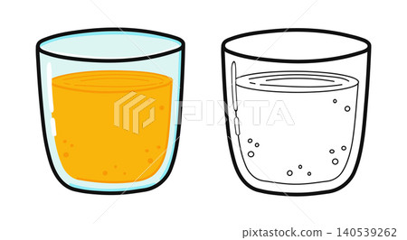 Orange juice glass color outline set 140539262