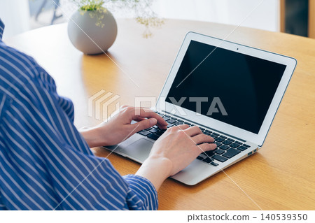 Young woman using a computer at home Young woman using a computer at home 140539350