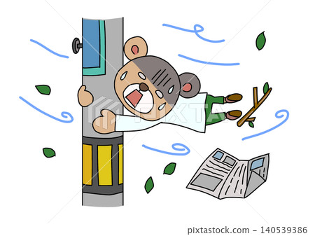 A little bear clinging to a telephone pole A little bear clinging to a telephone pole 140539386