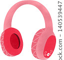pink headphones illustration 140539447