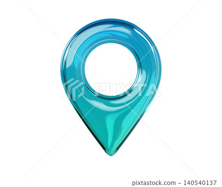 Glossy turquoise 3D map location pin icon. Front view. Transparent glass navigation marker isolated on background for GPS, map, travel and UI design. 3d render. Glossy turquoise 3D map location pin icon. Front view. Transparent glass navigation marker isolated on background for GPS, map, travel and UI design. 3d render. 140540137