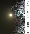 Full moon and cherry blossoms 140540187