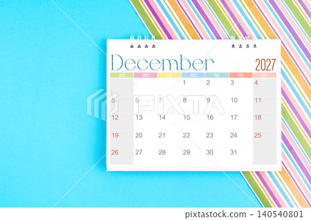 Desk calendar for December 2027 for planning on colorful. 140540801
