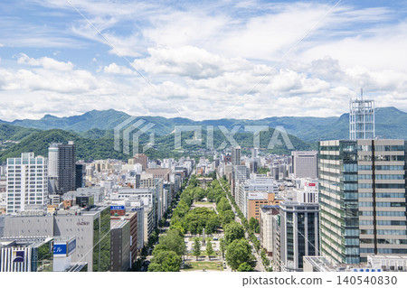 Sapporo, Hokkaido, Sapporo city center, Odori Park and Sapporo cityscape Sapporo, Hokkaido, Sapporo city center, Odori Park and Sapporo cityscape 140540830