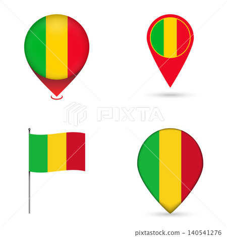 Mali Flag Map Pin Icons Set Collection. Mali Flag Map Pin Icons Set Collection. 140541276