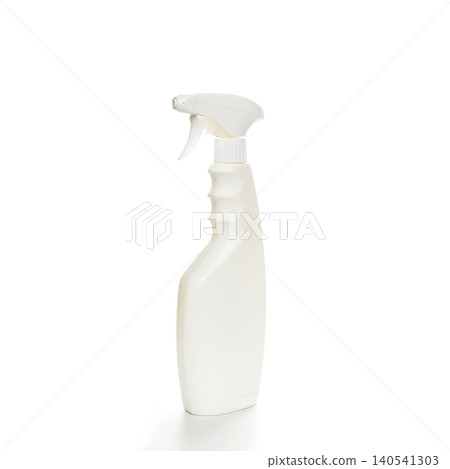 white spray bottle for household chemicals in the center of the frame white spray bottle for household chemicals in the center of the frame 140541303