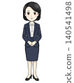 Full-body illustration of a female office worker in a business suit. 140541498