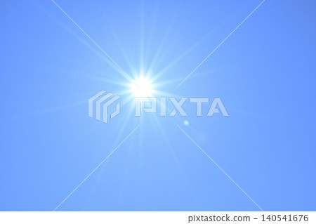 Blue sky and sun, direct sunlight, free space image Blue sky and sun, direct sunlight, free space image 140541676