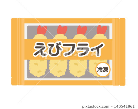 Frozen fried shrimp in a bag illustration Frozen fried shrimp in a bag illustration 140541961