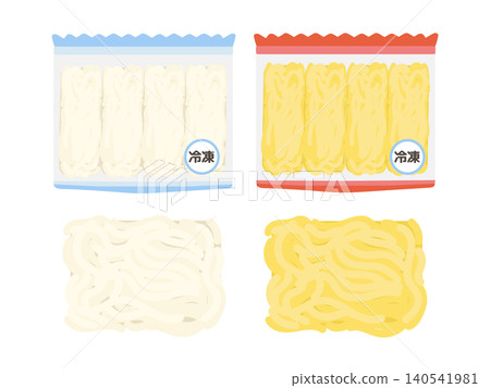 冷凍烏龍麵和冷凍中式麵條插圖集 冷凍烏龍麵和冷凍中式麵條插圖集 140541981