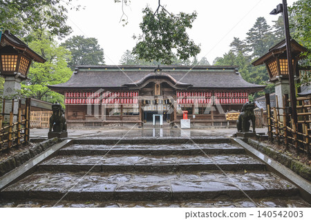 April 29 2026 Osaki Hachiman Shrine main hall after rain 140542003