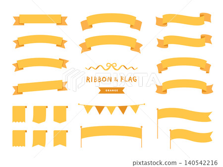 Orange ribbon and flag set (garland, flags, decorative materials) Orange ribbon and flag set (garland, flags, decorative materials) 140542216