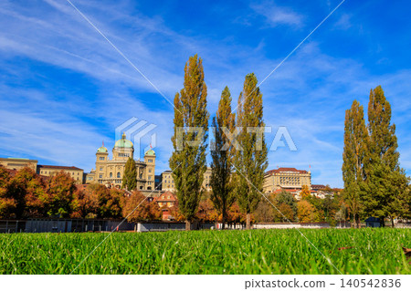 View of Federal Palace of Switzerland in Bern at autumn View of Federal Palace of Switzerland in Bern at autumn 140542836