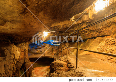 St. Beatus Caves with stalactites and stalagmites below Beatenberg near Interlaken in Bern canton in Switzerland 140542872