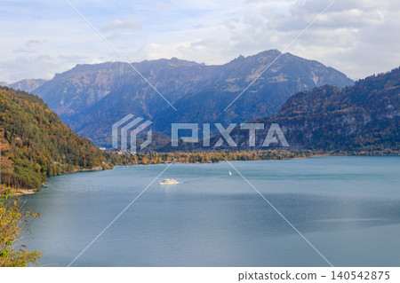 View of the Lake Thun at autumn, Bernese Oberland, Switzerland 140542875