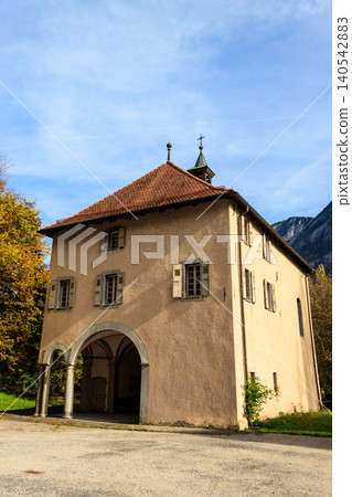 Small church in Verolliey near Saint Maurice, Switzerland in autumn Small church in Verolliey near Saint Maurice, Switzerland in autumn 140542883