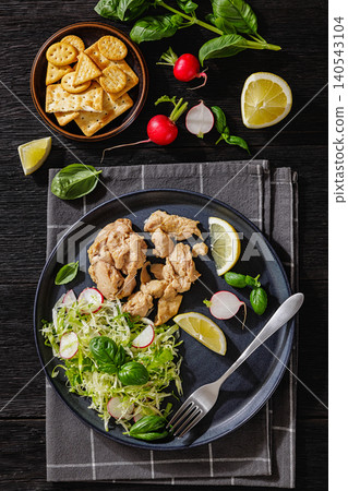 Premium Cod Liver served with salad and crackers Premium Cod Liver served with salad and crackers 140543104