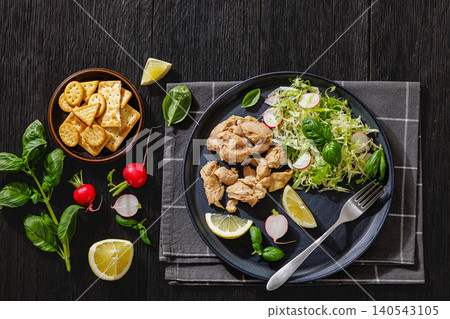 Premium Cod Liver served with salad and crackers Premium Cod Liver served with salad and crackers 140543105