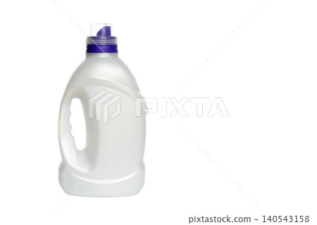 white plastic container with handle on the left and purple cap shifted to the left part of frame white plastic container with handle on the left and purple cap shifted to the left part of frame 140543158