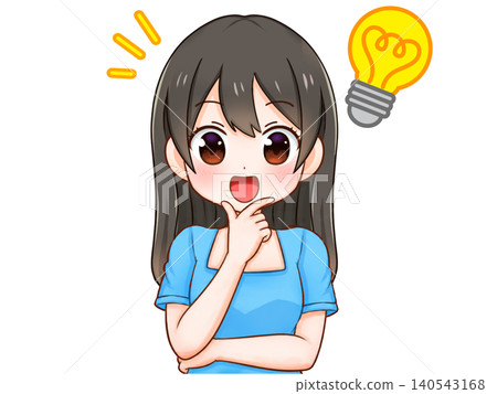 圖:一個女孩想出一個主意 圖:一個女孩想出一個主意 140543168