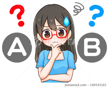 圖:一個女孩難以做出選擇(2) 圖:一個女孩難以做出選擇(2) 140543181
