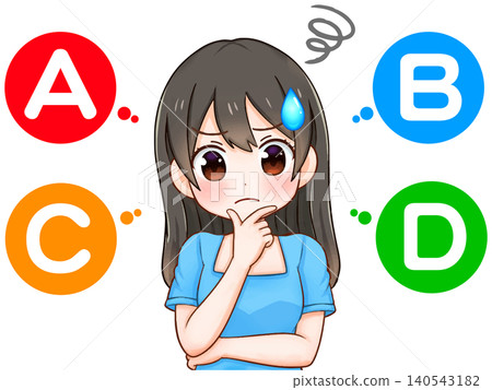 Illustration of a girl struggling to make a choice (3) Illustration of a girl struggling to make a choice (3) 140543182
