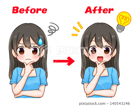 插圖描繪了一個女孩解決她的問題 插圖描繪了一個女孩解決她的問題 140543246