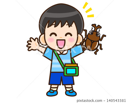 男孩捕捉犀牛甲蟲的插圖(2) 男孩捕捉犀牛甲蟲的插圖(2) 140543381
