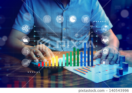 data growth, business analytics charts with increasing bar graph interface, performance tracking and data driven strategy concept data growth, business analytics charts with increasing bar graph interface, performance tracking and data driven strategy concept 140543996